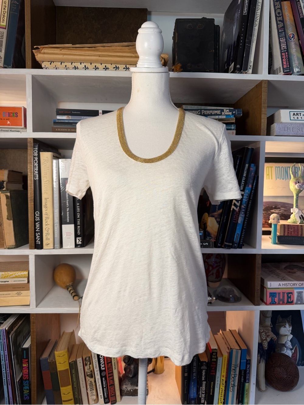 J crew Metallic Collar Linen Tee